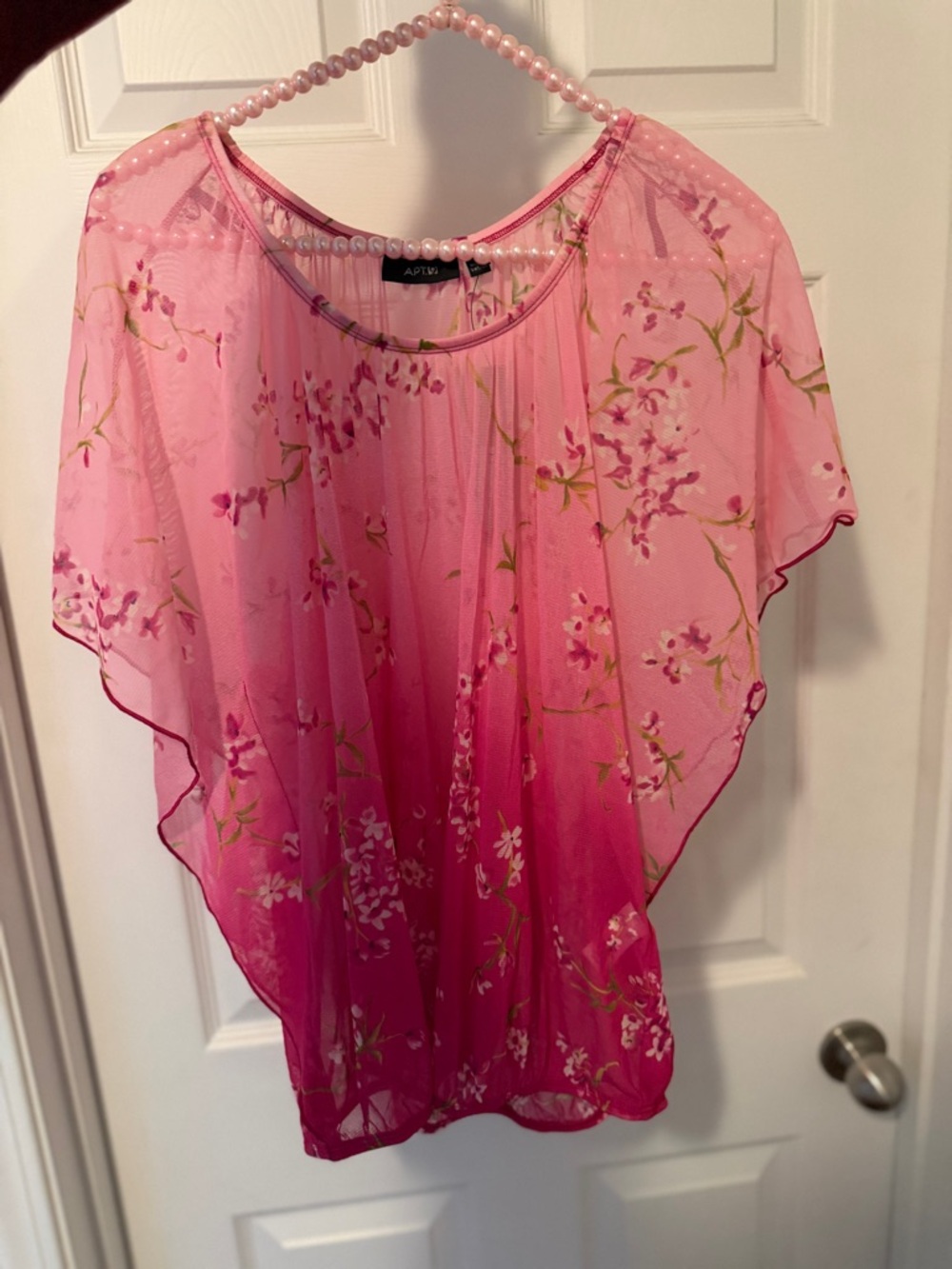 Apt. 9 Pink Floral Sheer Overlay Tunic